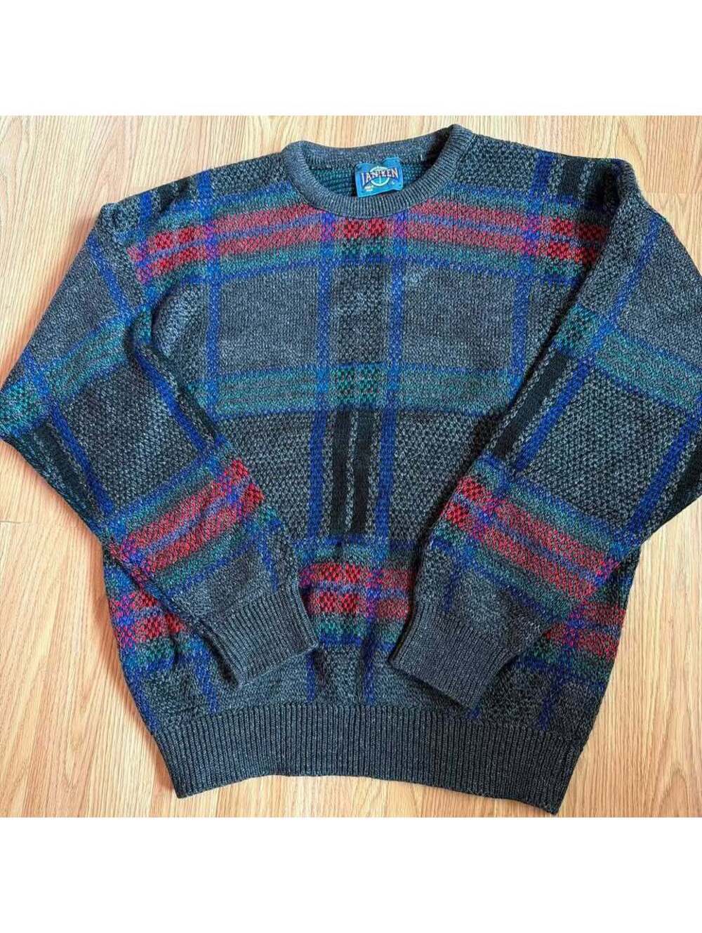 Vintage Jantzen Plaid Knit Sweater Size Large